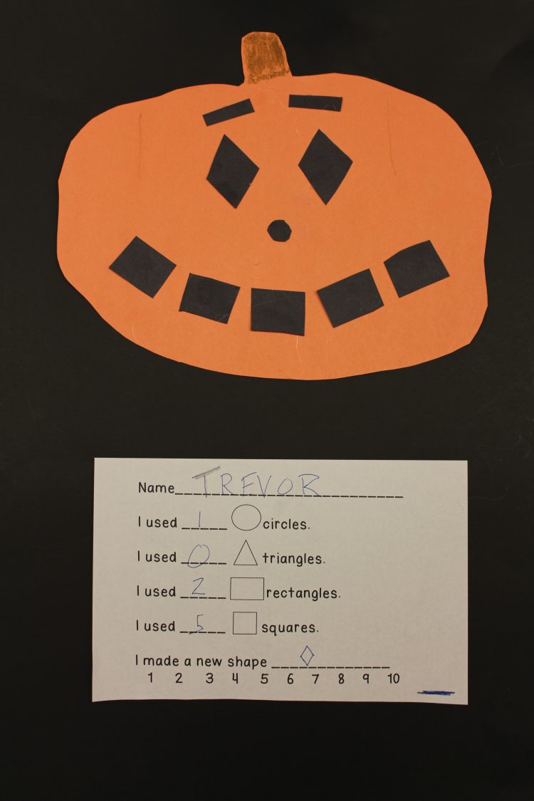 Jack-o'-lantern made out of paper shapes