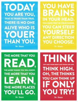 Download our free Dr. Seuss quotes printable page. Share them with friends, put them on your fridge, keep them wherever you want! Click to open PDF.