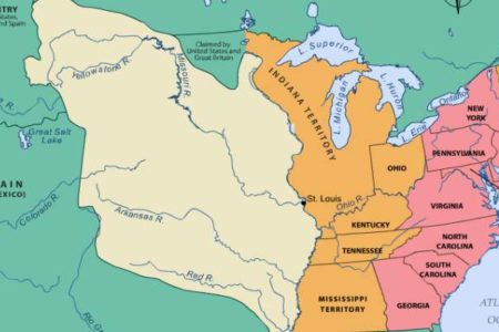 Map showing the Louisiana Purchase