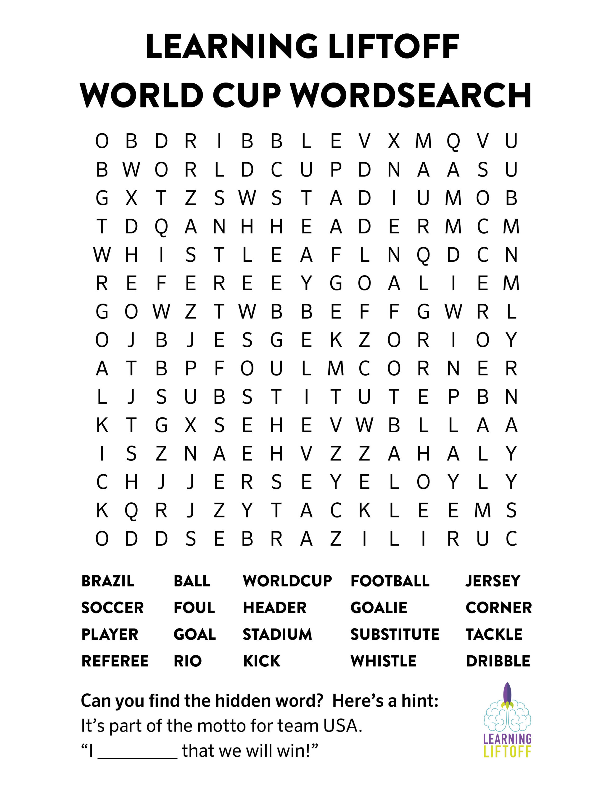 Printable World Cup Word Search Learning Liftoff