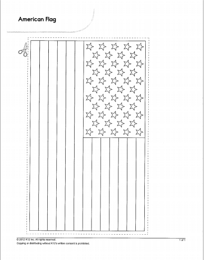 printable American flag coloring page