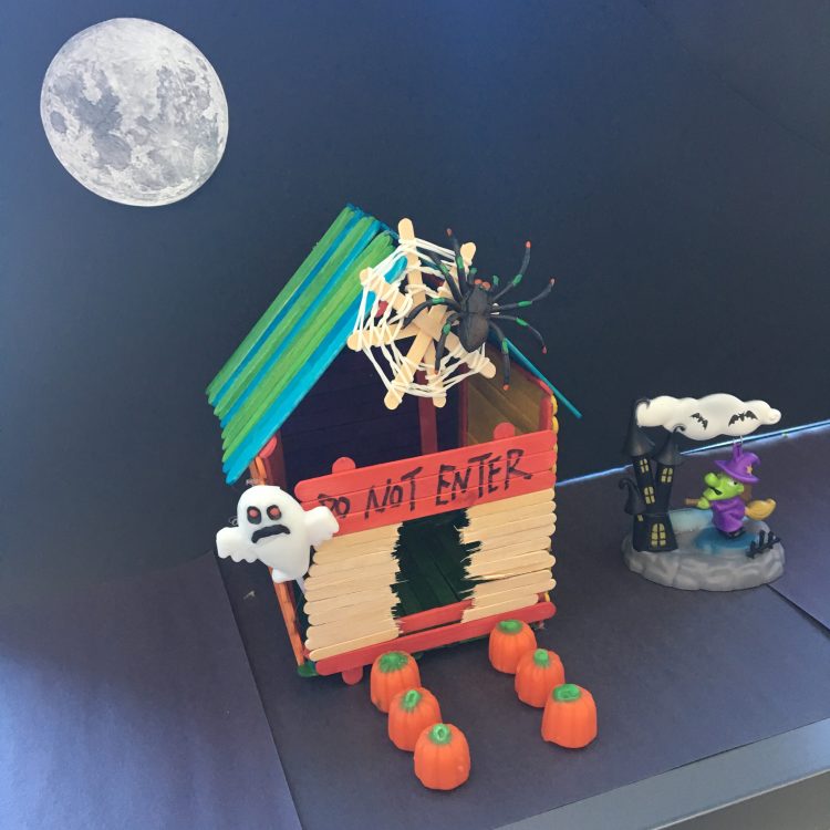Haunted house made out Popsicle sticks