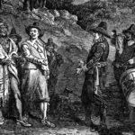 Pilgrims receiving Massasoit - Illustration
