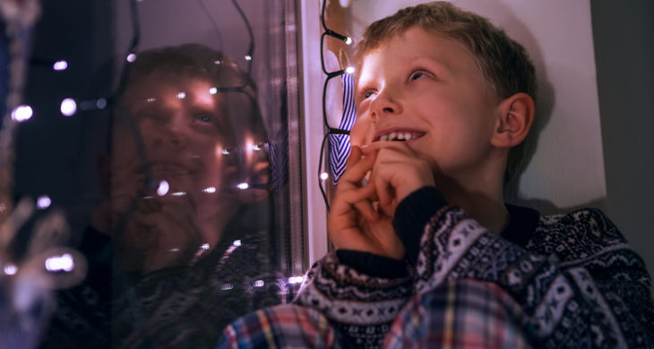 little boy looking for santa