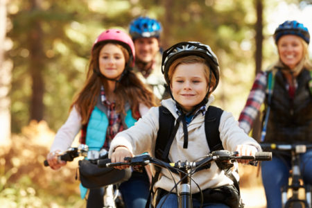 family biking