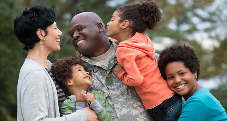 military father with family