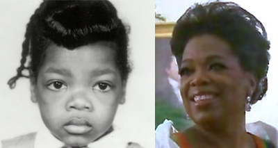 Oprah as a child and as an adult