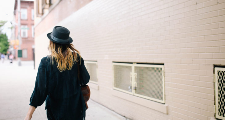 girl walking away