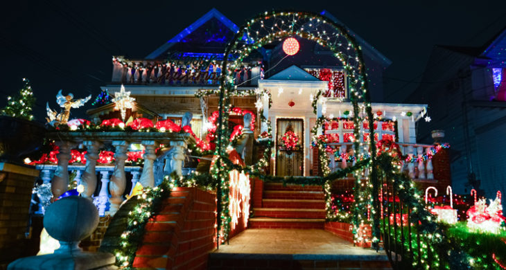 Christmas decoration of a house in Dykers Height, New York City