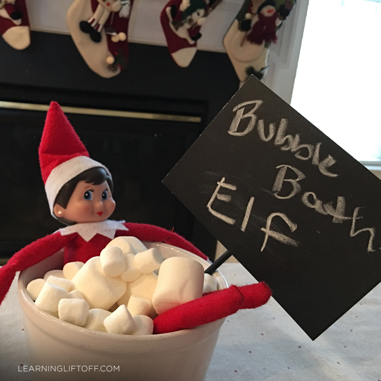 Elf on the Shelf bubble bath