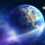 Computer generated image of comet passing Earth