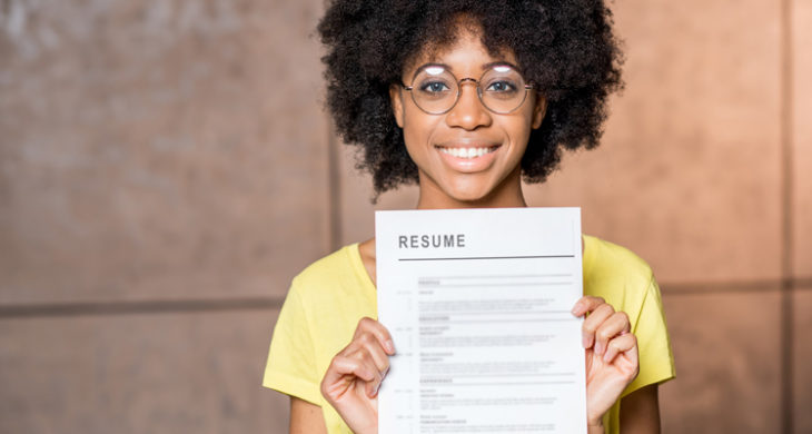 woman with resume