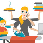 busy stay-at-home mom illustration