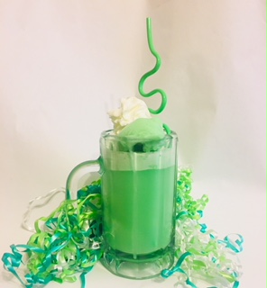 green float with green straw