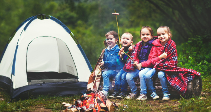 4 kids camping