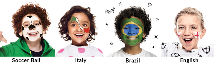 kids with country flags painted on their faces