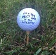 golf ball with "Best Dad" written on it