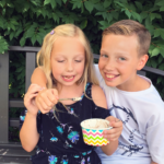 brother and sister eating ice cream