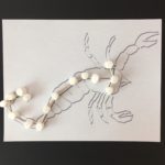 Scorpion constellation traced with marshmallows
