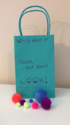 writing prompt bag with puff balls