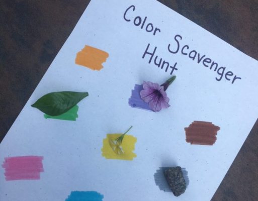 paper with colors and matching items of the same color