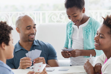 kids playing a game with parents