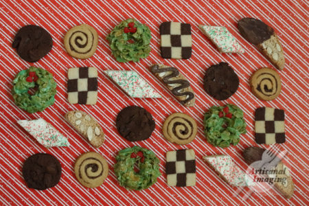 Rows of assorted cookies