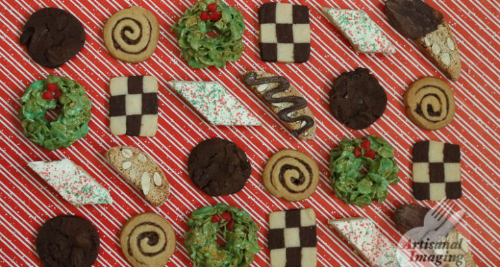 Rows of assorted cookies
